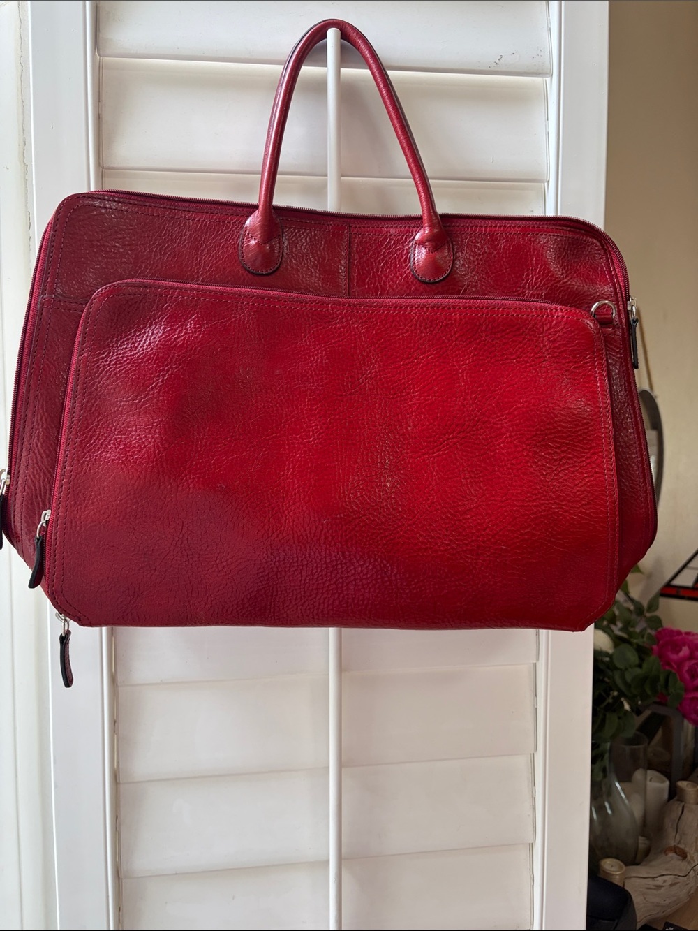 Classic Red Pebbled Leather Made in China Briefcase- Women